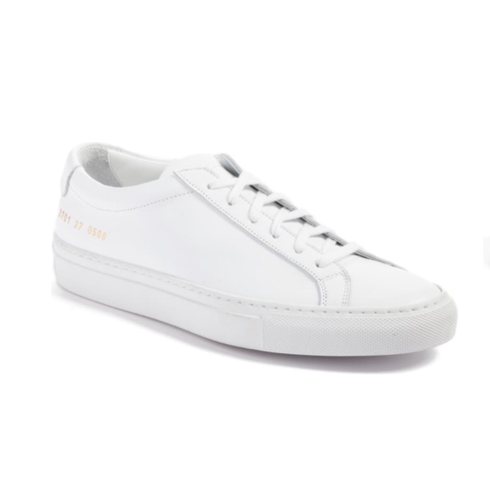 Common Projects White Leather Low-Top Sneakers with Gold Detail